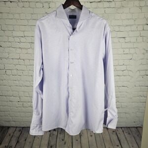 Proper Cloth Men's Dress Shirt Small Blue Check Long Sleeve Button Up